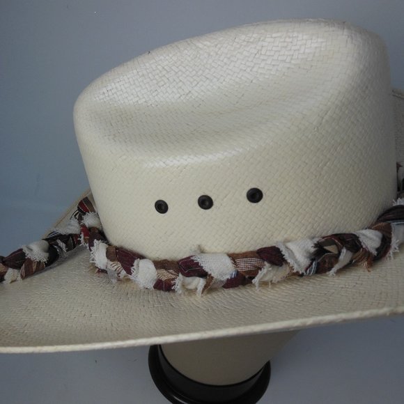 WESTERN STIFF Straw-hat Hatband, unique, bold, handmade braided hatband USA - Picture 3 of 4
